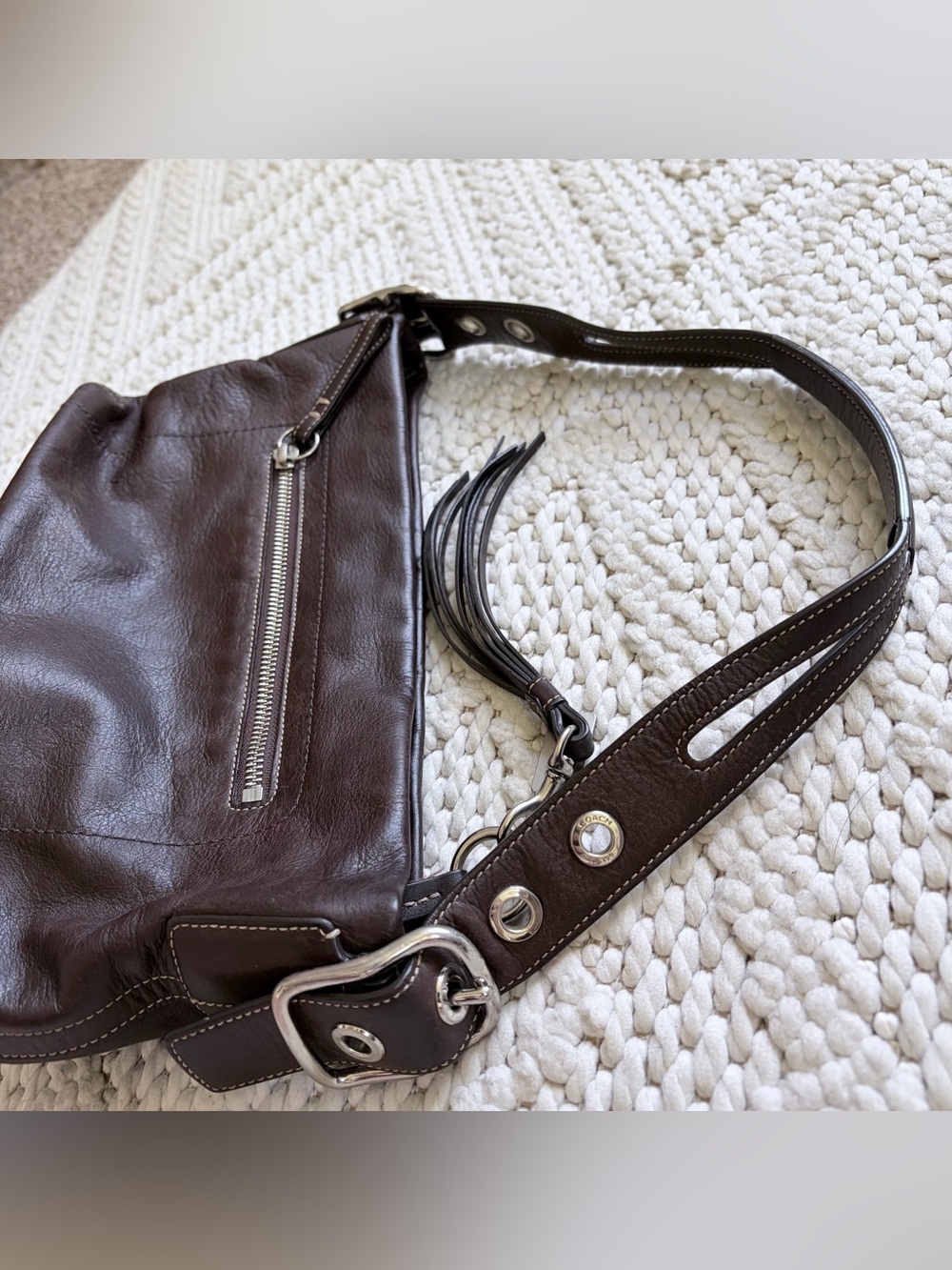 Vintage COACH Legacy East West Duffle Mahogany leather shoulder bag purse 1417 - Picture 5 of 13